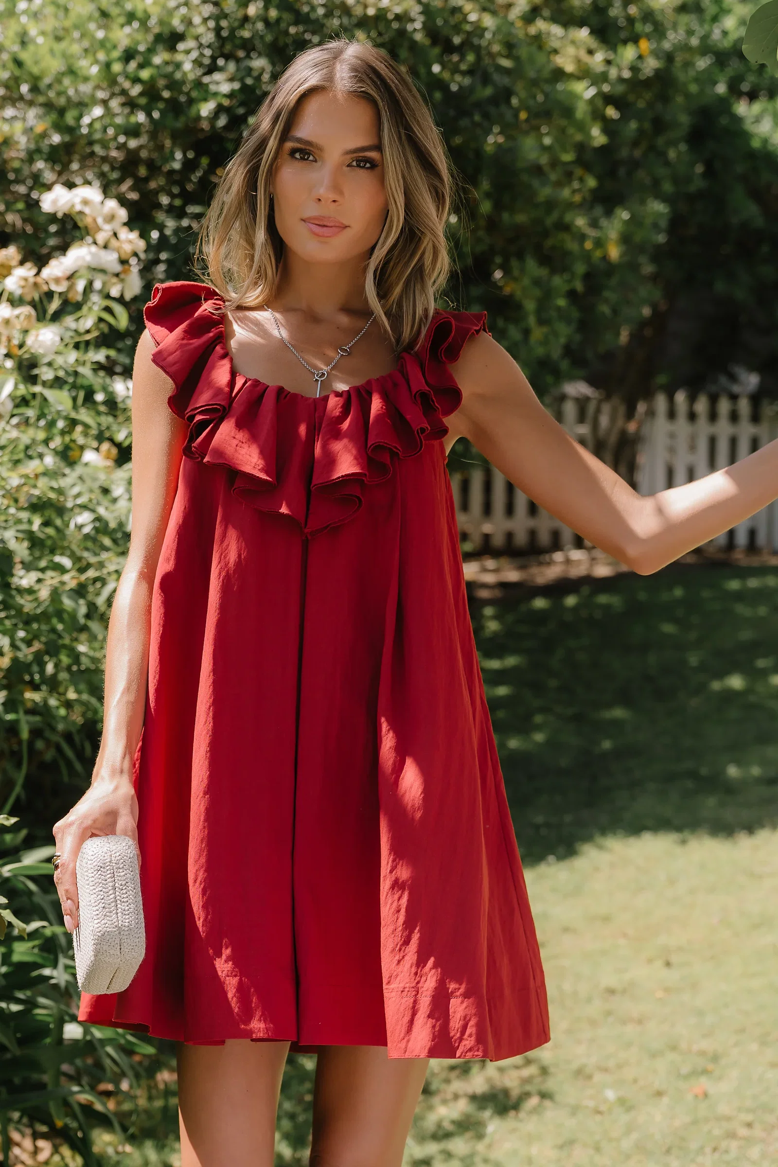 Image of Juliet Ruffle Mini Dress in Red