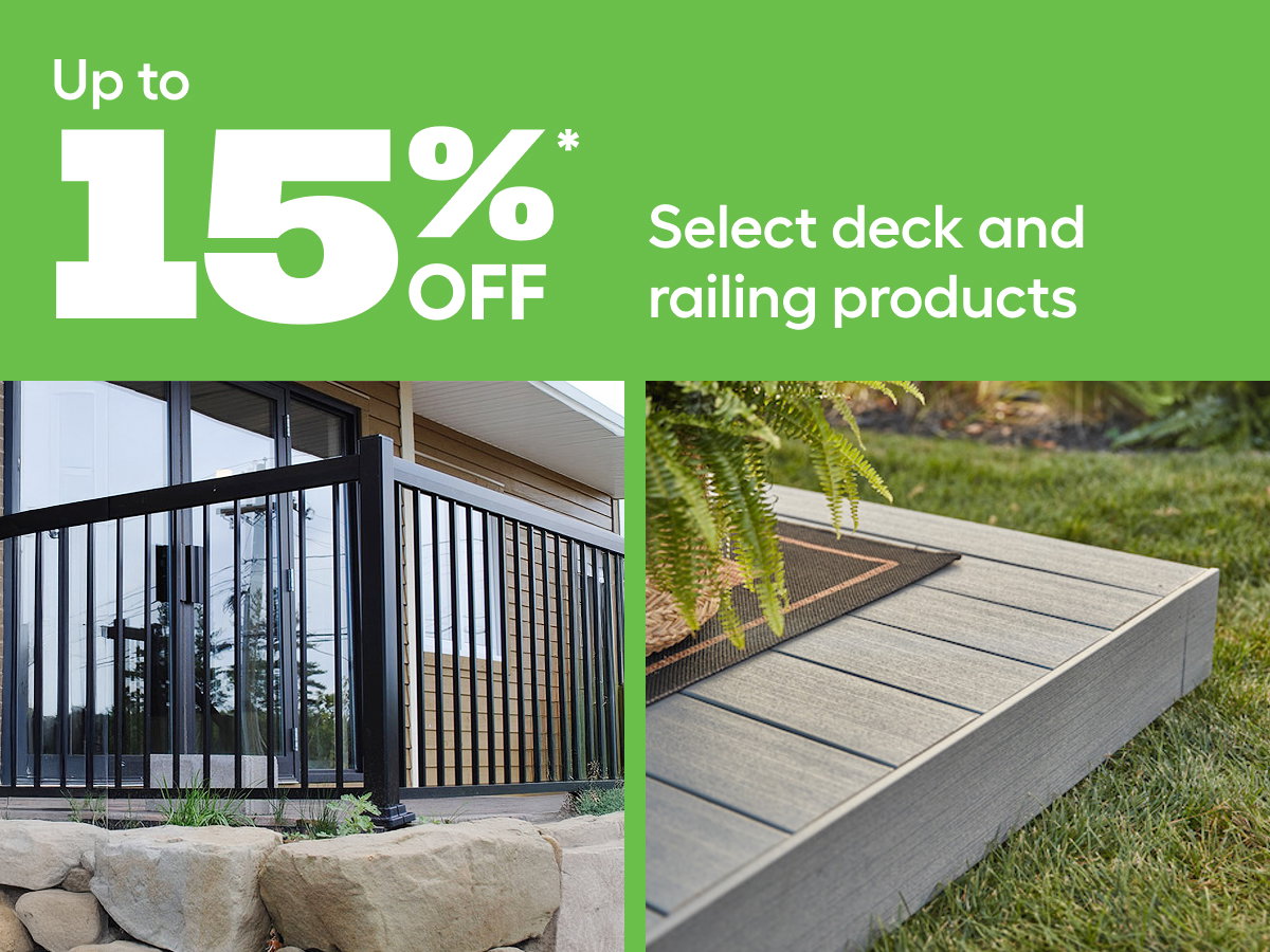 Up to 15% off select deck and fence products