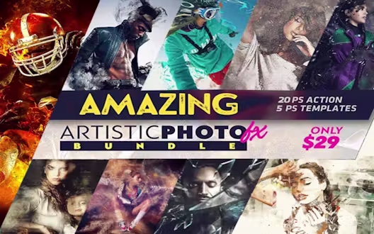 Amazing Artistic Photo FX Bundle With 25 PS Effects | Extended License