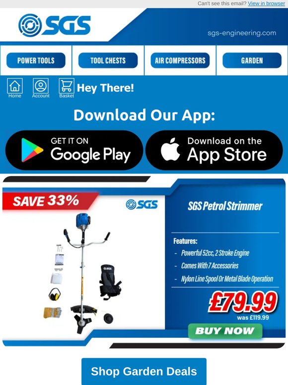 🔥Deal Of The Day - SGS 52cc Petrol Strimmer Now £79.99🔥