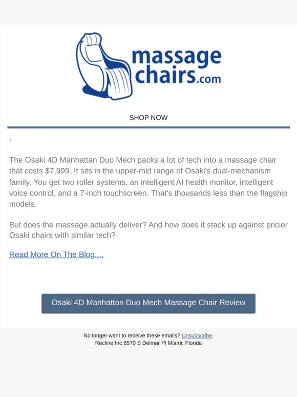 [Blog] Osaki 4D Manhattan Duo Mech Massage Chair Review