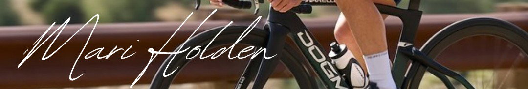 Mari Holden text overlaid on image of Mari on her bike