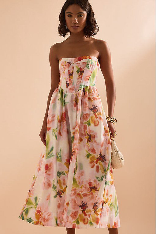 Bardot Lola Strapless Corset Midi Dress