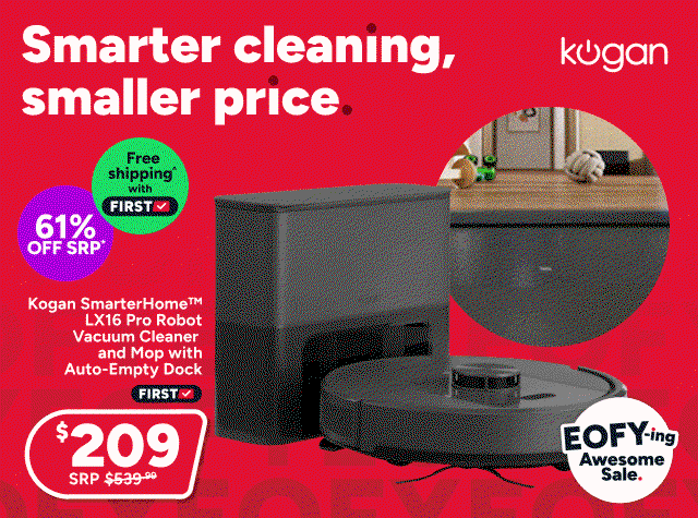 Kogan SmarterHome™ LX16 Pro Robot Vacuum Cleaner and Mop with Auto-Empty Dock