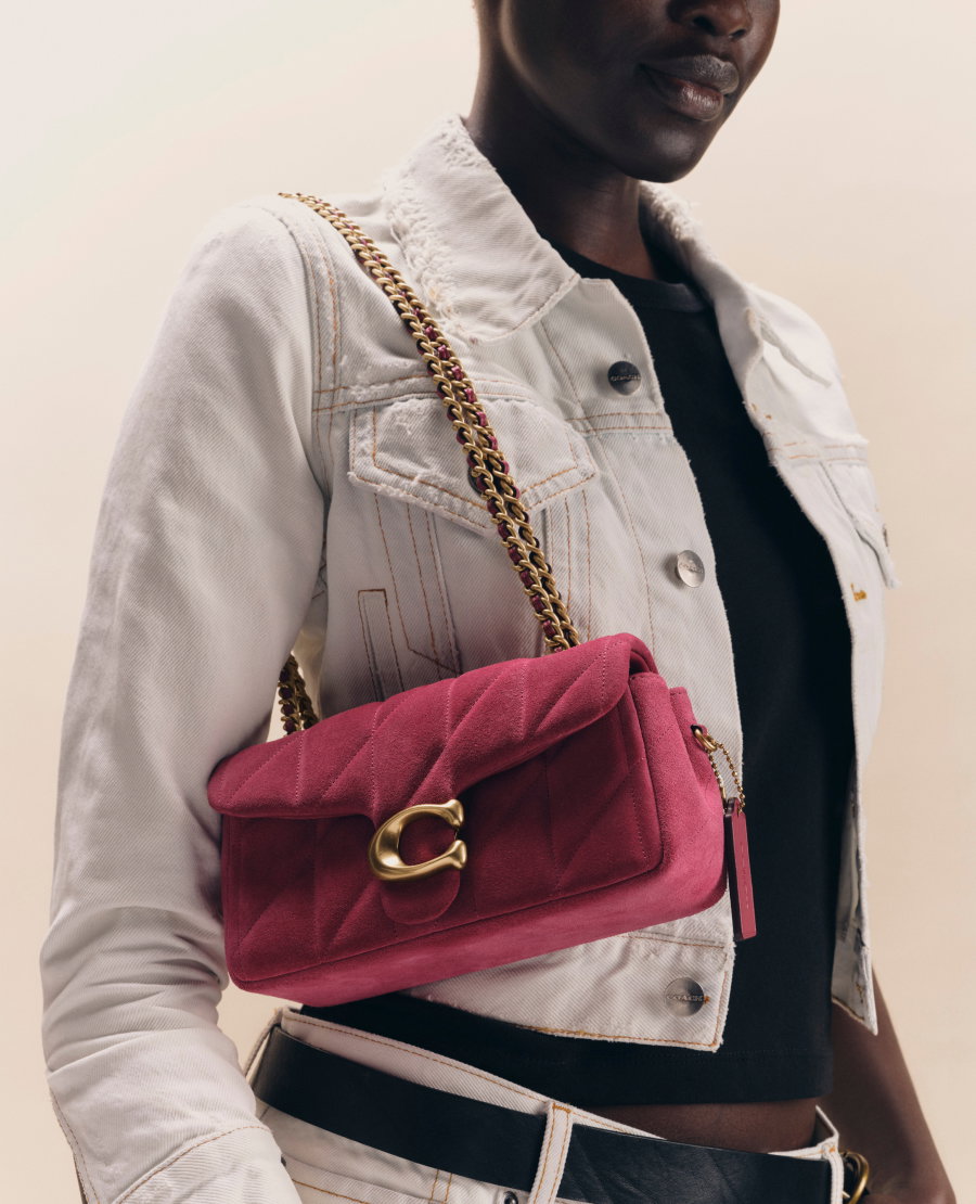 Tabby Shoulder Bag 20 With Quilting Brass/Dark Fuchsia
