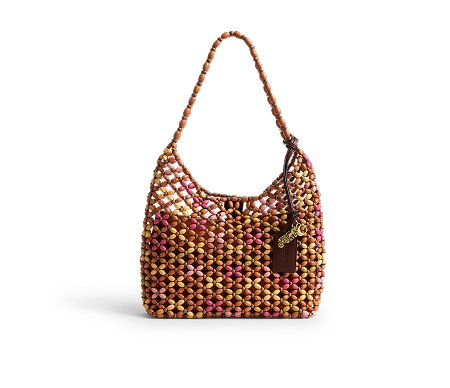 Brooklyn Shoulder Bag 28 With Wooden Beading Brass/Maple Multi