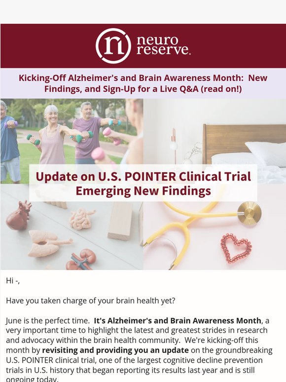 Kick-Off Alzheimer's & Brain Awareness Month: Latest Research and Live Q&A Event! 💜