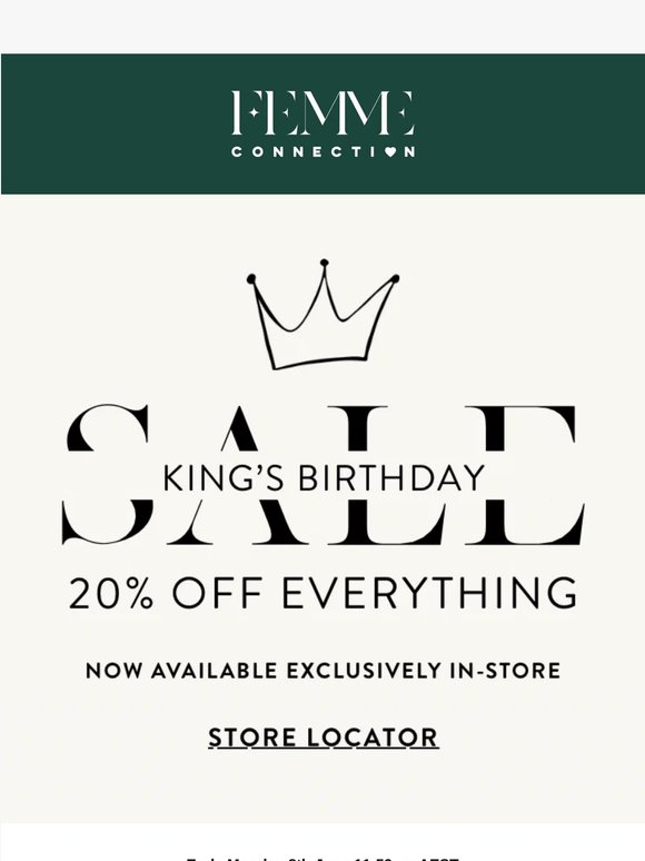 In-store Exclusive: 20% Off Everything 👑