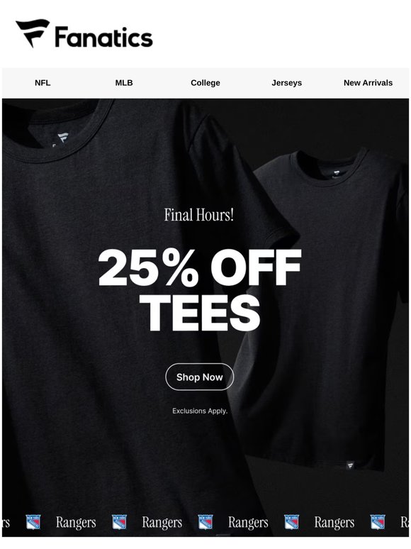 Last Shot at 25% Off Tees 🔥