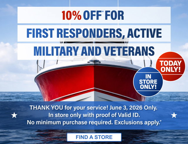 10% OFF† For First Responders, Active Military and Veterans In Store Today Only! FIND A STORE