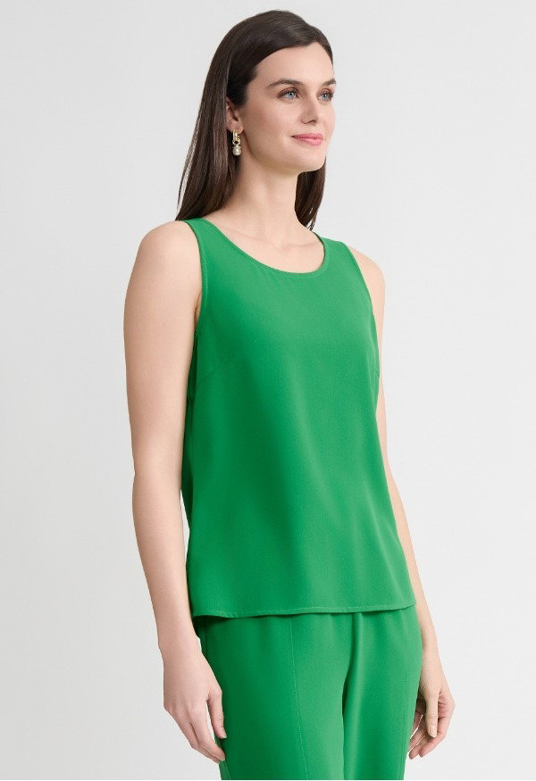 Classic Crepe de Chine Tank Top, Clover Field
