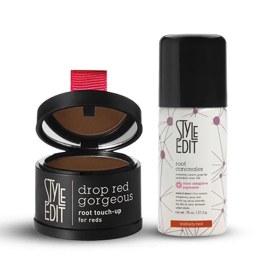 Image of Drop Red Gorgeous Root Touch Up Powder and Travel Size Spray Duo