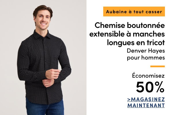Aubaine à Tout Casser Chemise boutonnée extensible à manches longues en tricot Denver Hayes pour hommes économisez 50%