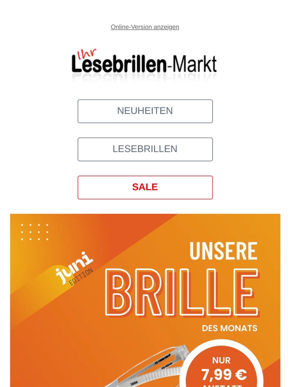 Nur für kurze Zeit: Unsere Lesebrille des Monats zum Vorteilspreis
