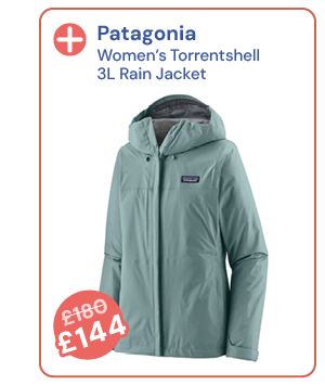 Patagonia Women's Torrentshell 3L Rain Jacket - Light Blue. Reduced from £180 to £144.