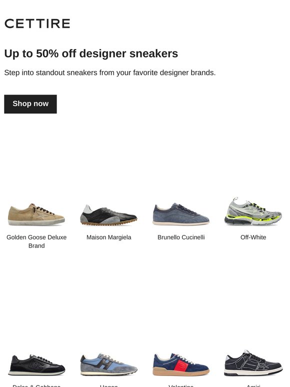 Up to 50% off designer sneakers