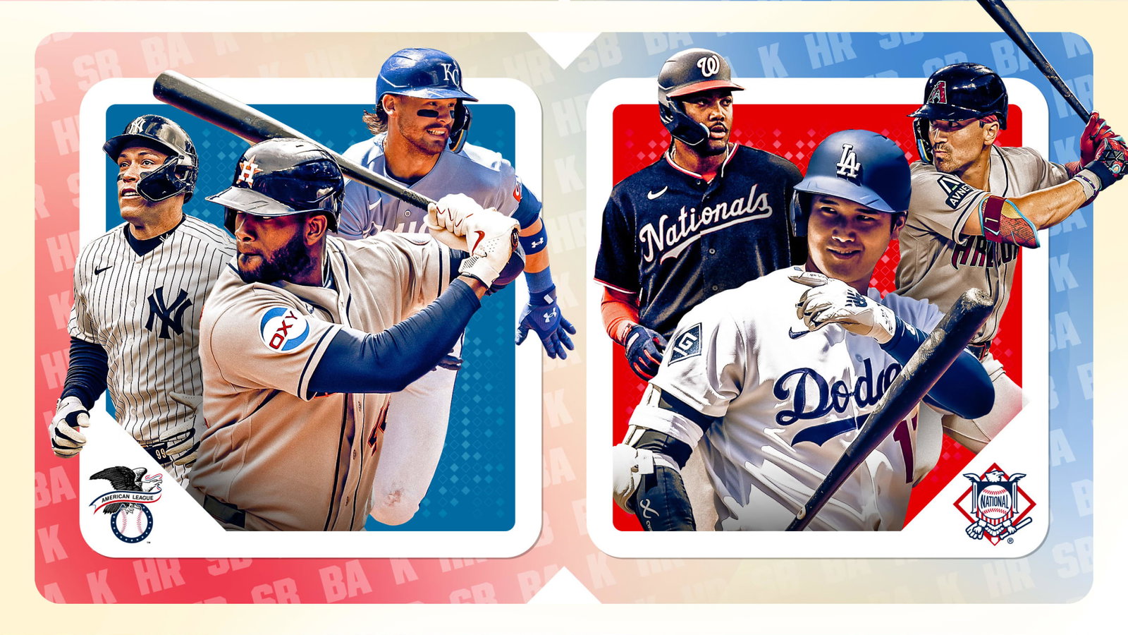 Aaron Judge, Yordan Alvarez, Bobby Witt Jr., James Wood, Shohei Ohtani and Corbin Carroll