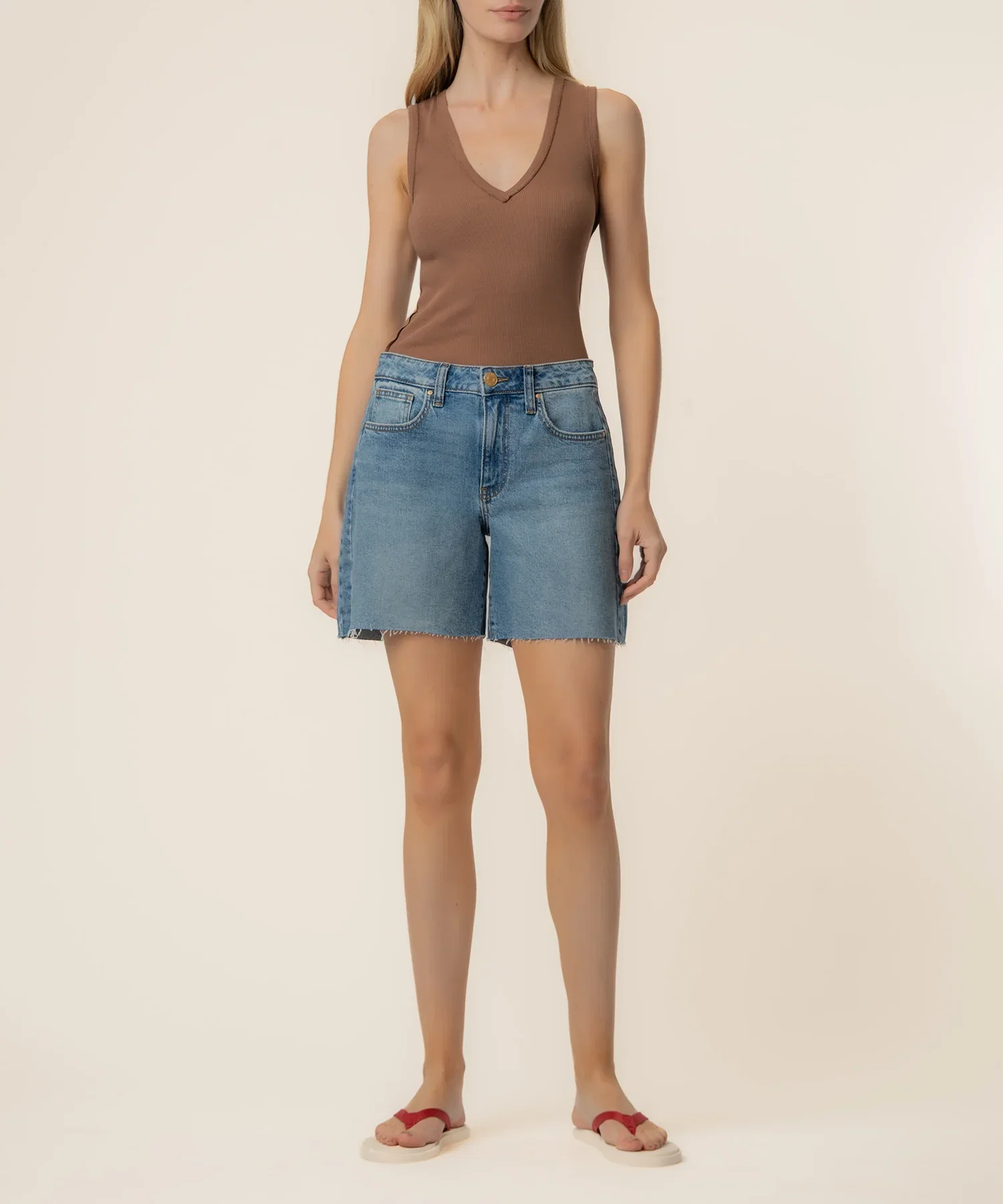 Image of Hailey High Rise Bermuda in Novel Wash