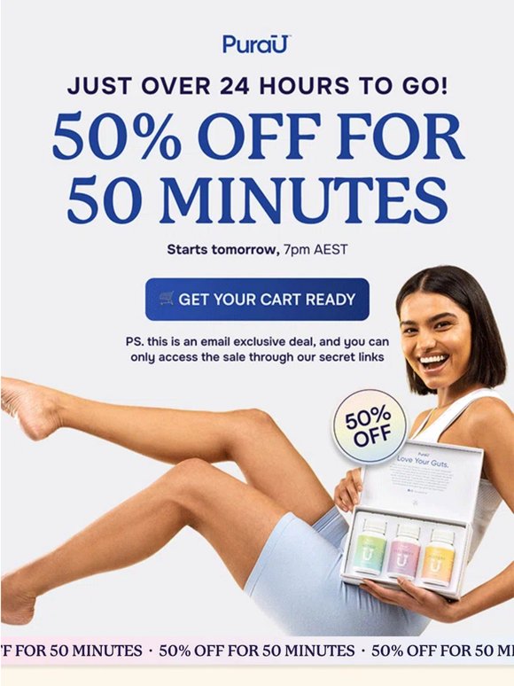 50% OFF STARTS IN 24 HRS ⏰