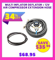 Multi Inflator Deflator + 12v Air Compressor Extension Hose