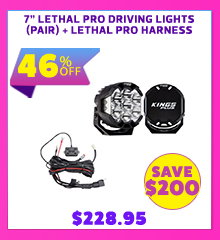 7 Lethal Pro Driving Lights (Pair) + Lethal pro harness