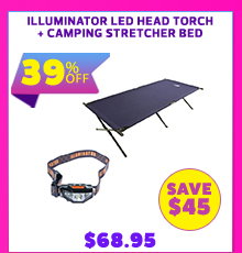 Illuminator LED Head Torch + Camping Stretcher Bed