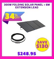 300W Folding Solar Panel + 6m Extension Lead