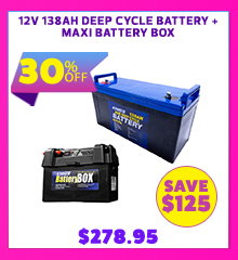 12V 138Ah Deep Cycle Battery + Maxi Battery Box