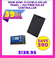 160W Semi-Flexible Solar Panel + 15A PWM Solar Controller