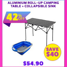 Aluminium Roll-Up Camping Table + Collapsible Sink