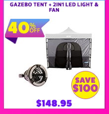 Gazebo Tent + 2in1 LED Light & Fan
