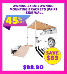 Awning 2x3m + Awning Mounting Brackets (Pair) + Side Wall