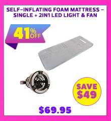 Self-Inflating Foam Mattress - Single + 2in1 LED Light & Fan