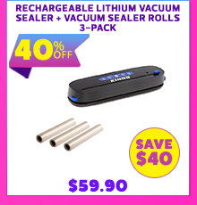 Rechargeable Lithium Vacuum Sealer + Vacuum Sealer Rolls 3-Pack