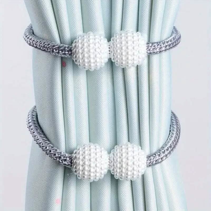 Image of 2-Pieces: Magnetic Curtain Tiebacks with Faux Pearls