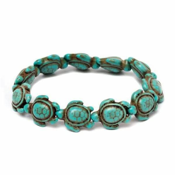 Image of Handmade Turquoise Hawaiian Sea Turtles Bracelet - Turquoise
