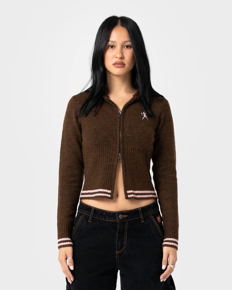 Devil Girl Knitted Zip Through Hood