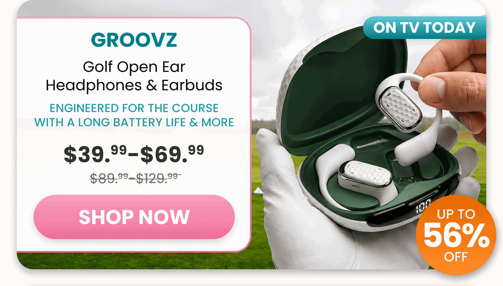 Groovz Golf Earbuds & Headphones Golf Open Ear Headphones & Earbuds/Engineered for the course with a long battery life & more