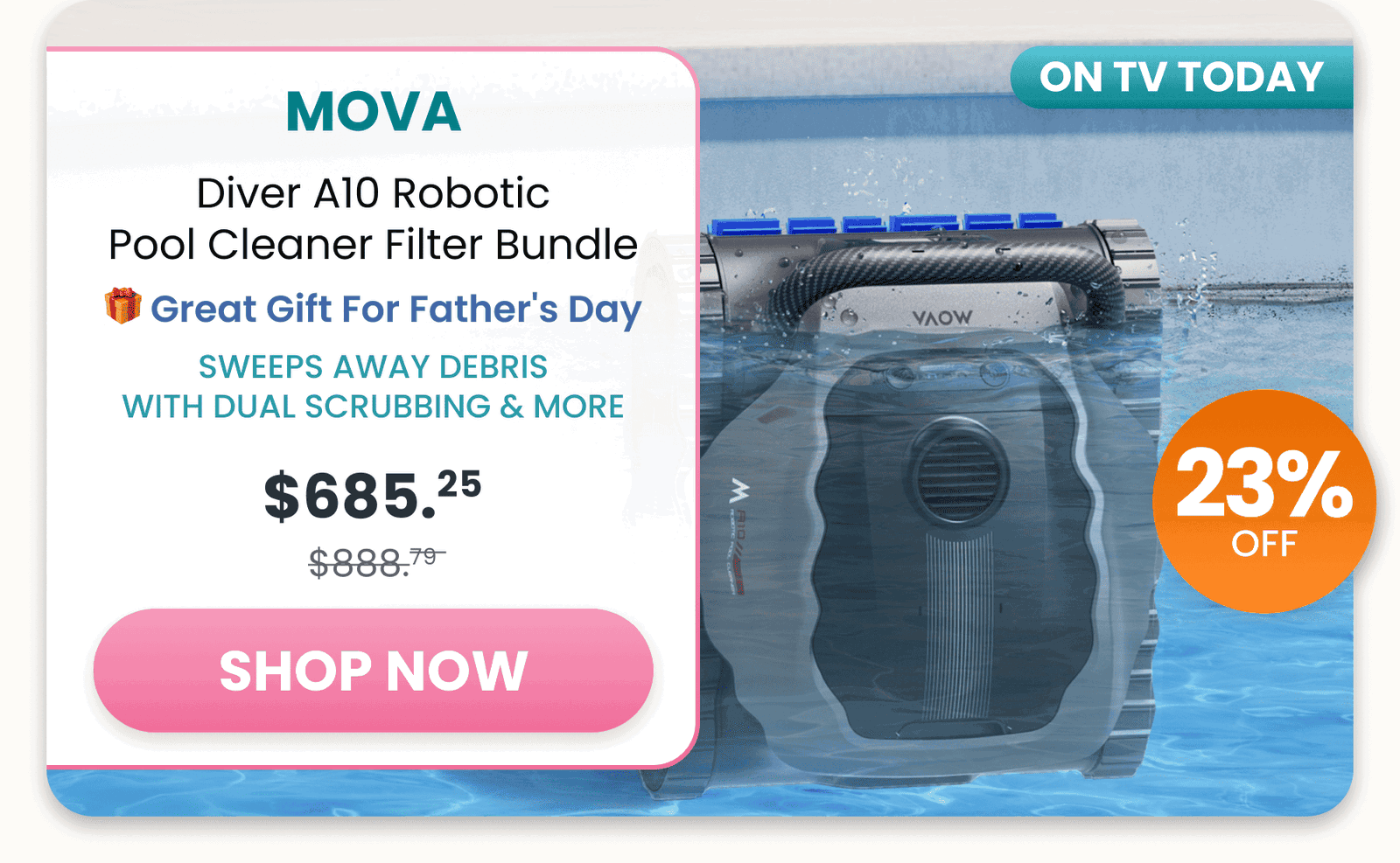MOVA 	Diver A10 Robotic Pool Cleaner Bundle/Sweeps away debris with dual scrubbing and more 