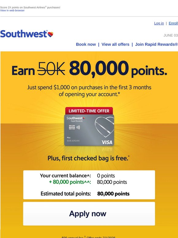 Earn 80,000 points. That's a lot. (You're welcome). 😉