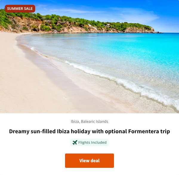 Dreamy sun-filled Ibiza holiday with optional Formentera trip
