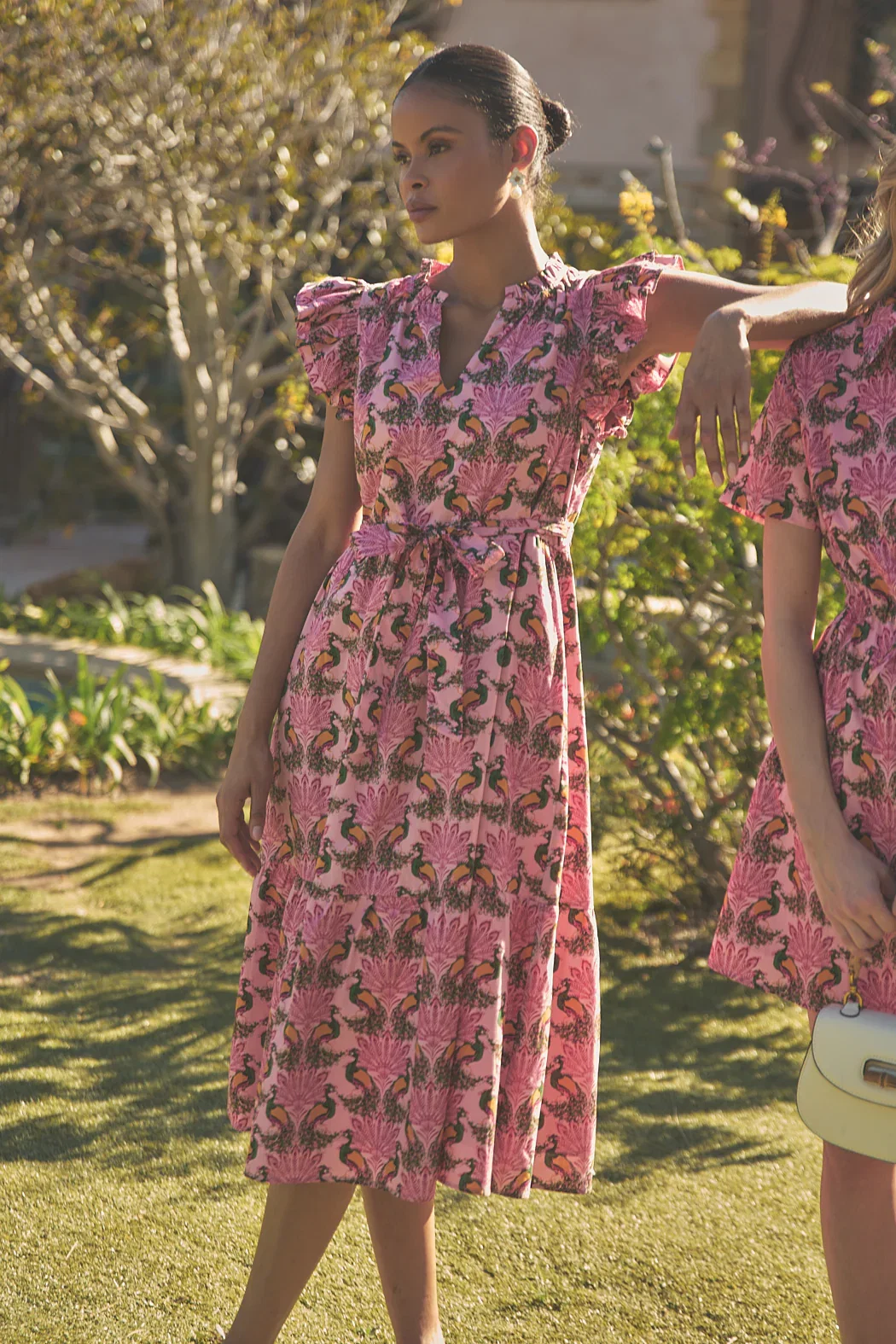 Image of Sita Ruffle Midi Dress Peacock Bay