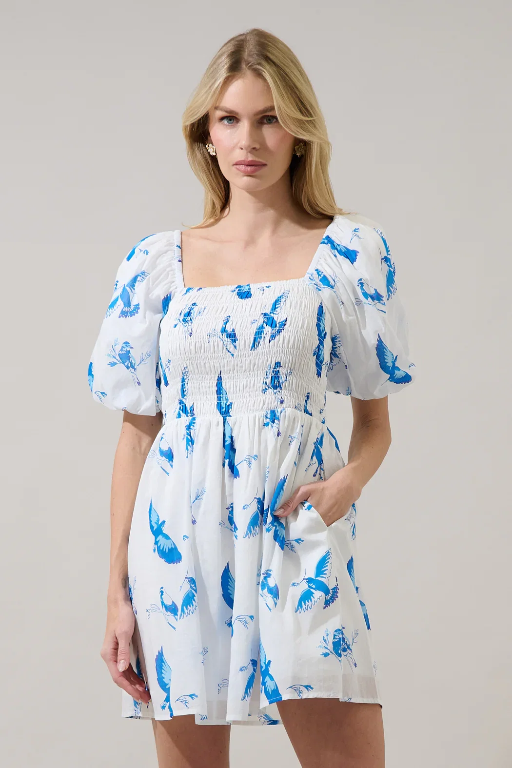 Image of Bluebird Hailie Smocked Mini Dress