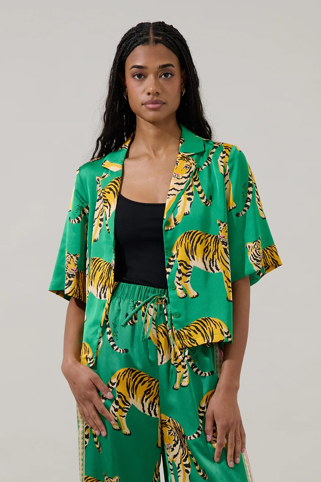 Image of Violda Button Down Top Tiger