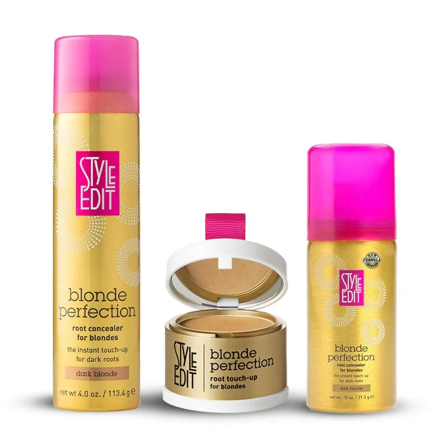 Image of Blonde Perfection Root Concealer Spray and Powder Trio (Full & Travel Size Spray)