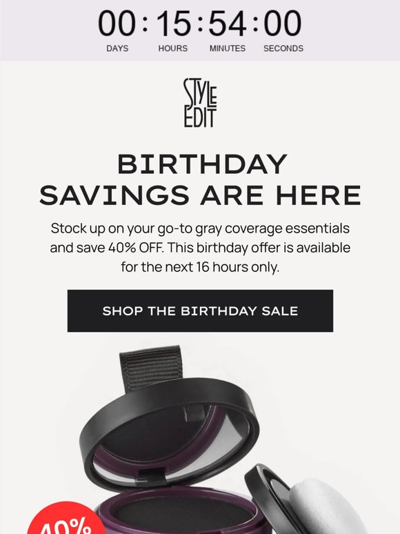 40% OFF, 16 Hours Only! 🎂