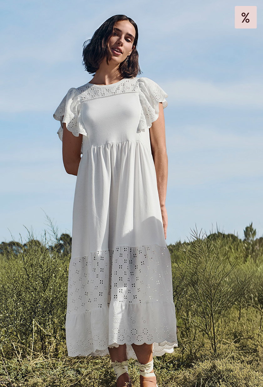 Boho Jersey Kleid Midi Relaxed aus reiner Bio-Baumwolle