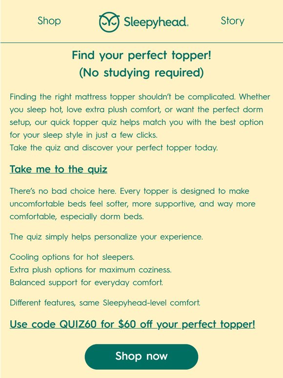 Find Which Topper Best Fits You! 🛏️