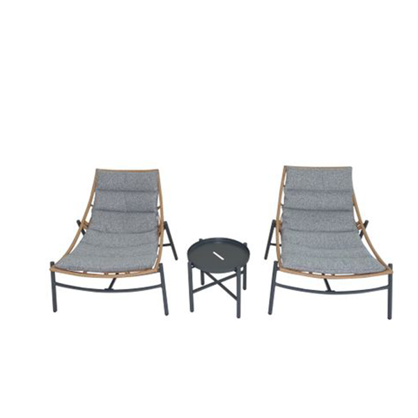 3tlg. Rattan Gartenset mit Sitzkissen HGS52-GRA, grau