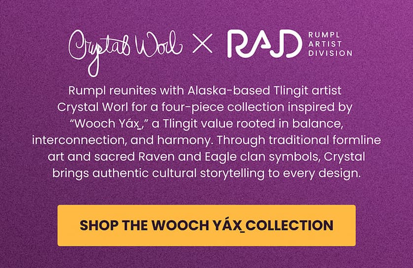 Crystal's new collection is inspired by Wooch Yax, a Tlingit value rooted in balance, interconnection, and harmony